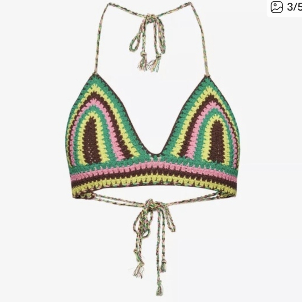 Frame X Julia Sarr Jamois Colorful Crochet Bikini Top Size Small